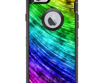 CUSTOM OtterBox Defender Case for Apple iPhone or Samsung Galaxy - Personalized Monogram - Rainbow Shimmering Curve