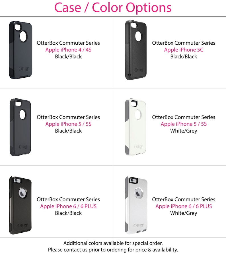 OtterBox Commuter for Apple iPhone Purple White Black Repeating Hearts - Custom Monogram Any Colors Choose Model
