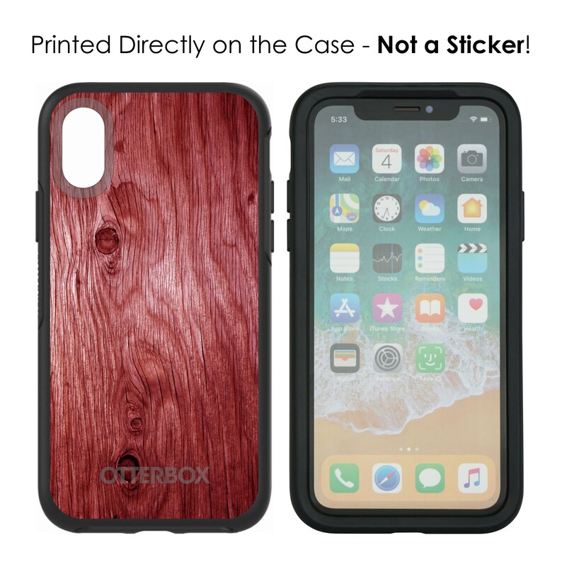 OtterBox Symmetry Dark Red Wethered Wood Grain Print Apple iPhone Samsung Galaxy CUSTOM Personalized Monogrammed image 2