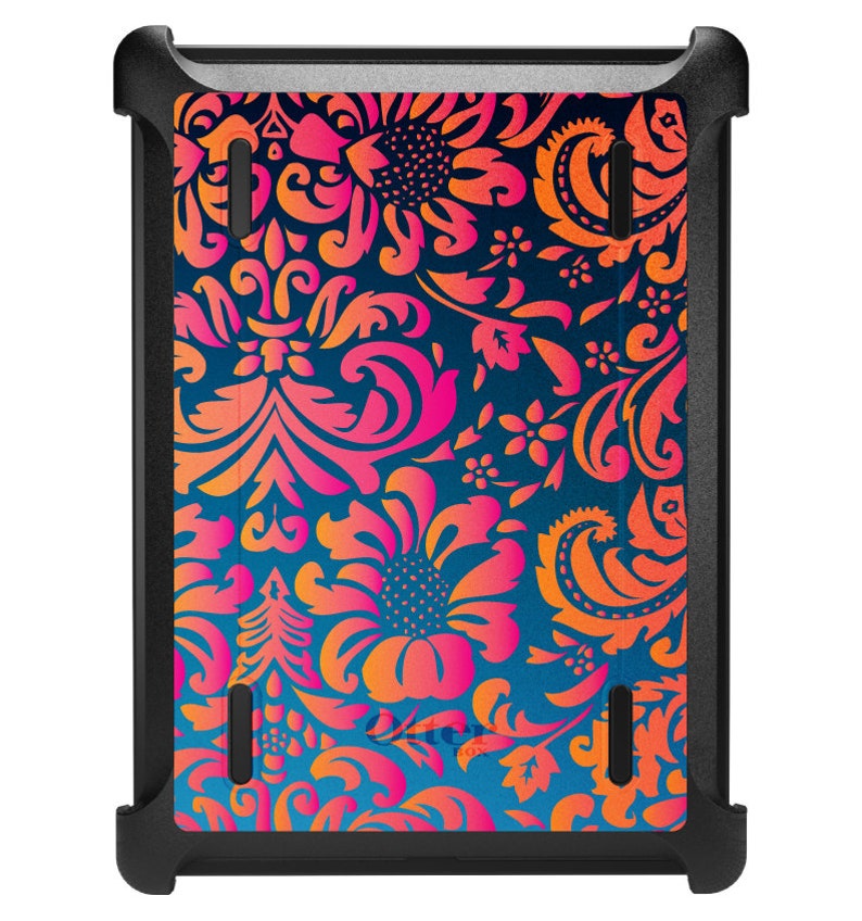 Custom OtterBox Defender for Apple iPad / Air / Pro / Mini CUSTOM Monogram Pink Orange Blue Flower Floral image 1