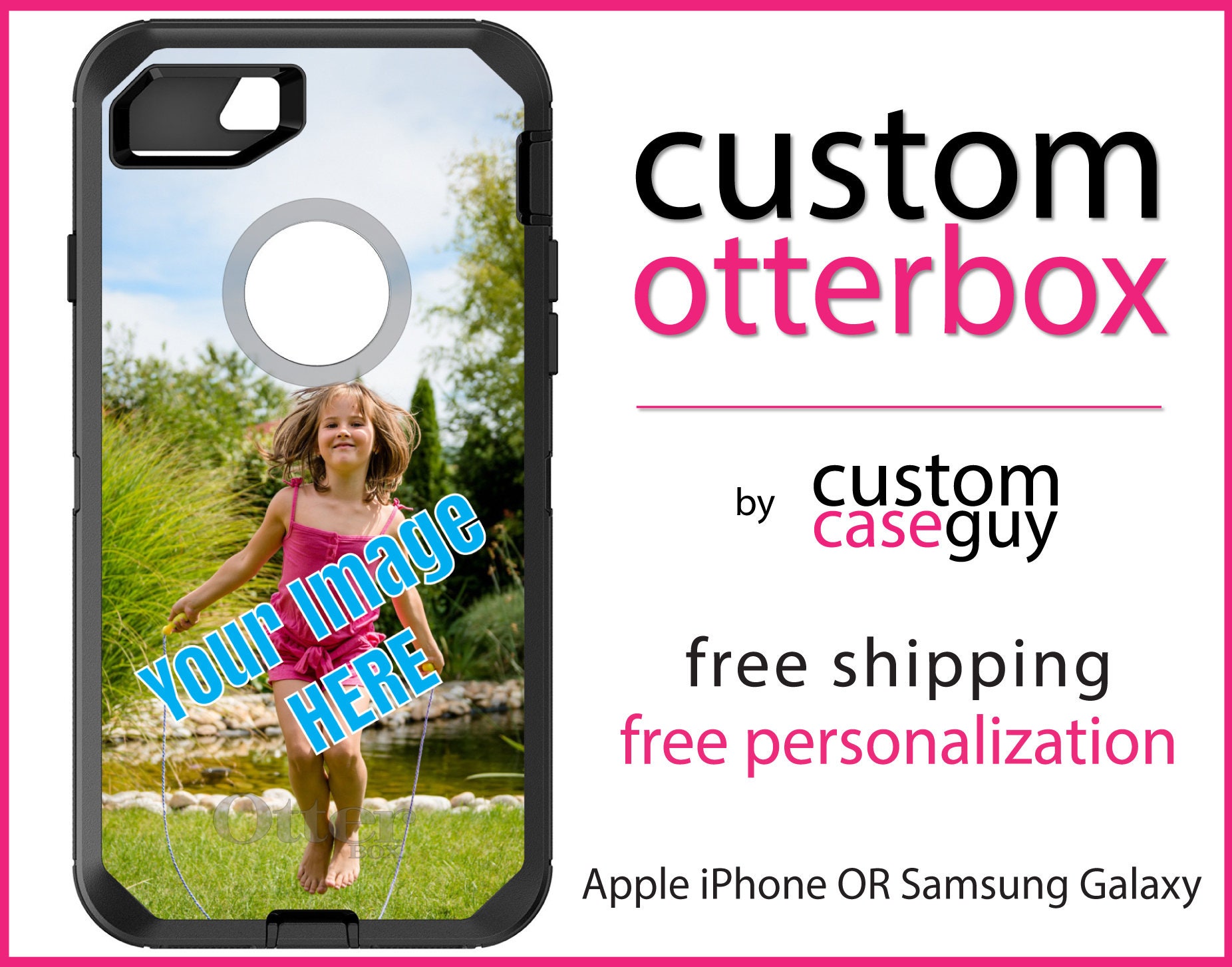 YOUR PHOTO OtterBox Defender / Apple iPhone (Choose Model) / Any Imag…