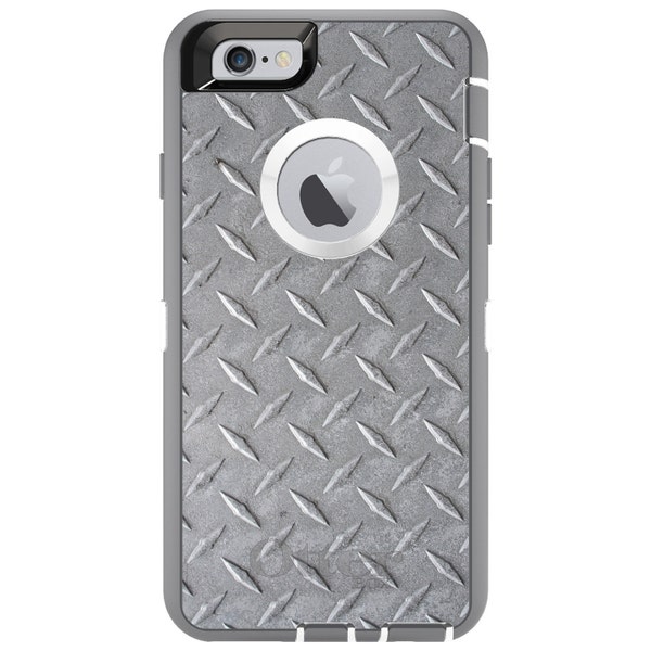 Faux Diamond Plate OtterBox Defender / Apple iPhone or Samsung Galaxy / Steel Print / Custom Personalized Monogrammed / Any Color / Any Font