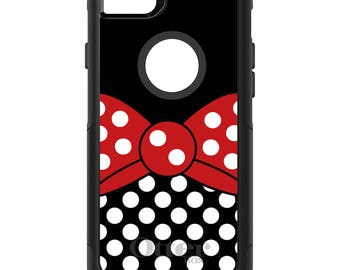 OtterBox Commuter for Apple iPhone / Samsung Galaxy (Choose Model) - Custom Monogram - Any Colors - Red White Polka Dot Bow / Black White