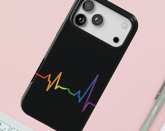 Rainbow Pulse Heart Beat iPhone Case | MagSafe Tough Protective Cover