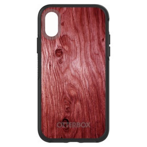 OtterBox Symmetry Dark Red Wethered Wood Grain Print Apple iPhone Samsung Galaxy CUSTOM Personalized Monogrammed image 1