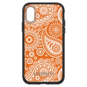 OtterBox Symmetry Orange White Paisley Apple iPhone Samsung Galaxy CUSTOM Personalized Monogrammed image 1