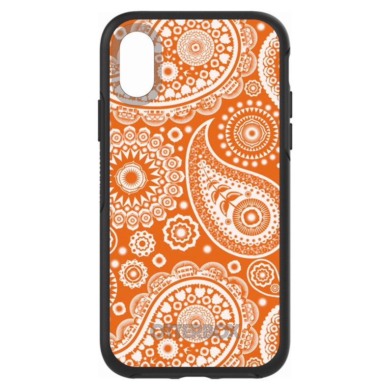 OtterBox Symmetry Orange White Paisley Apple iPhone Samsung Galaxy CUSTOM Personalized Monogrammed image 1