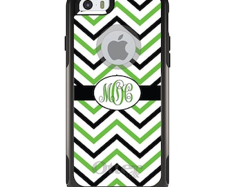 OtterBox Commuter for Apple iPhone / Samsung Galaxy (Choose Model) - Custom Monogram or Image - Black Green White Chevron Stripes
