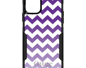 OtterBox Commuter for Apple iPhone / Samsung Galaxy (Choose Model) - Custom Monogram - Any Colors - White Purple Fade Chevron Stripes