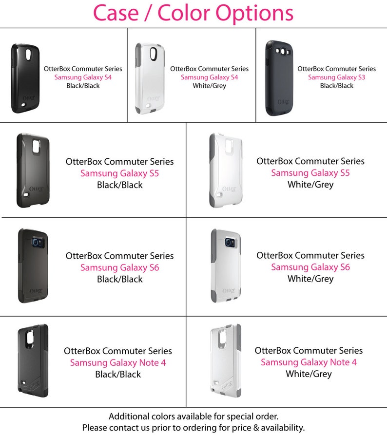 Choose Model - CUSTOM Monogram OtterBox Commuter for Samsung Galaxy S Galaxy Note Teal Purple Silver Pink Zebra Name