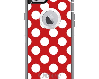 CUSTOM OtterBox Defender Case for Apple iPhone or Samsung Galaxy - Personalized Monogram - White & Red Polka Dots