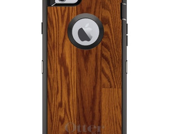 Wood Floor OtterBox Defender / Apple iPhone or Samsung Galaxy / Dark Wood / Custom Personalized Monogrammed / Any Color / Any Font