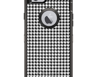 CUSTOM OtterBox Defender Case for Apple iPhone or Samsung Galaxy - Personalized Monogram - Black White Houndstooth Pattern