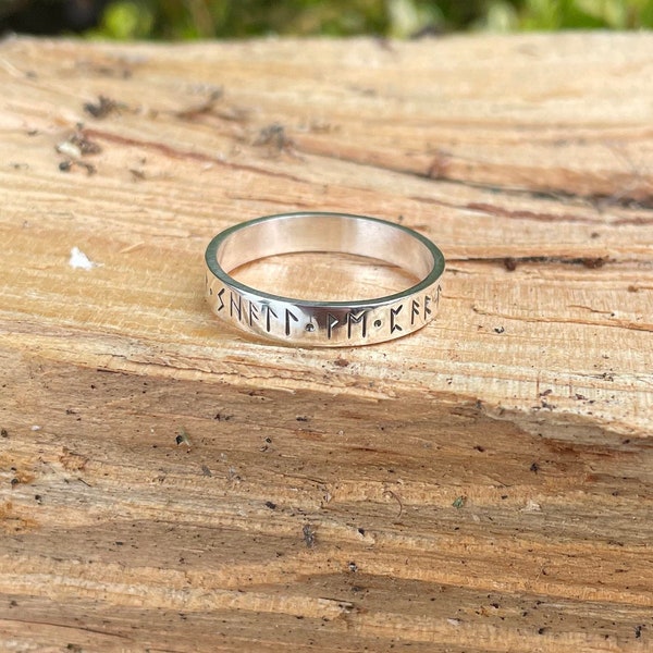 viking sterling silver secret message ring, runes, runic, norse, pagan, Wiccan, personalised, names, your message, custom