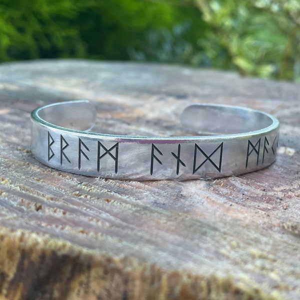 Personalized Runic Cuff, Elder Futhark, Viking Triskelion Bracelet