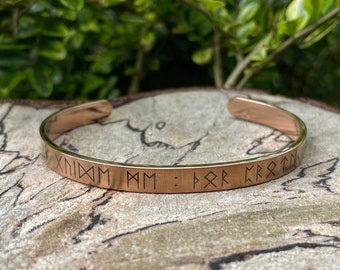 Custom Runic Stainless Steel Viking Cuff, Norse Elder Futhark
