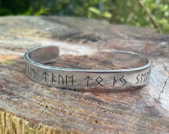 Personalized Viking Runic Cuff, Elder Futhark Norse Bracelet