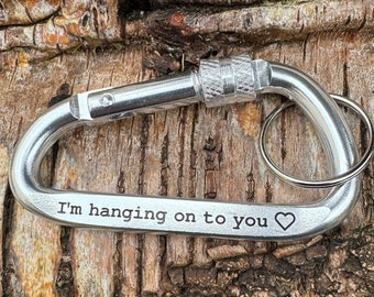 Personalized Aluminum Carabiner Keychain, Engraved Screw Lock