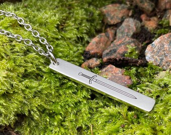 Viking sword necklace, stainless steel, pendant, jewellery, norse, God, viking, traditional, warrior, shieldmaiden, war, Elder Futhark