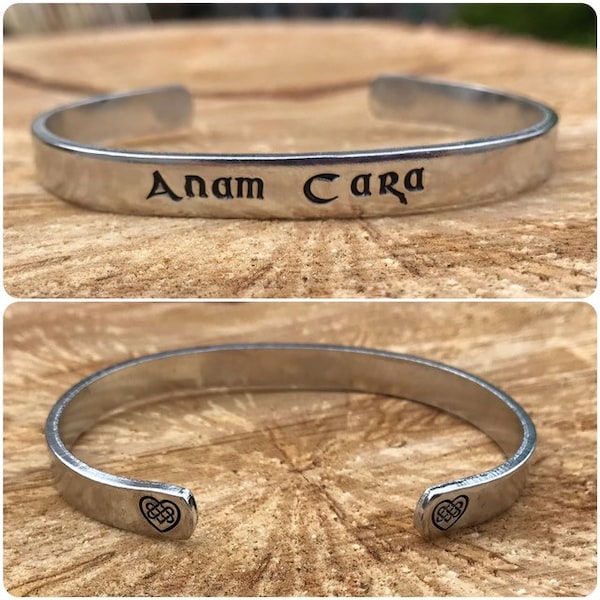 Celtic Anam Cara- soul mate Hand Stamped Cuff Bracelet, celtic, irish, custom, love Celtic knot, Scottish, highlands, Gaelic