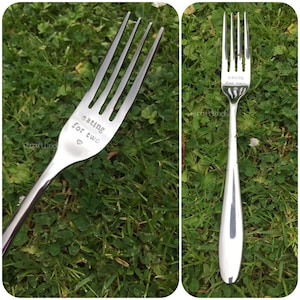 Eating for two, Hand stamped fork, heart, personalised, your message, baby shower, pregnancy gift, birthday, new baby, expectant mum mom