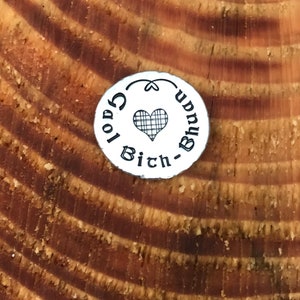 ficha de peltre estampada a mano, recuerdo, amor eterno, eterno, corazón de tartán, celta, gaélico, escocés, San Valentín, esposa, marido, boda