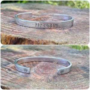 Viking Valkyrie runic cuff, Odin, 6&quot;,Norwegian, Valhalla, warrior, spirit, odin worshiper, aluminium, elder futhark, Norse,