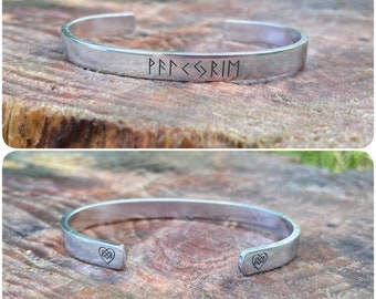 Viking Valkyrie runic cuff, Odin, 6",Norwegian, Valhalla, warrior, spirit, odin worshiper, aluminium, elder futhark, Norse,