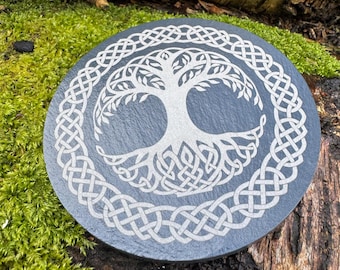 Celtic Tree of Life Slate Coaster, Irish Whiskey Dram