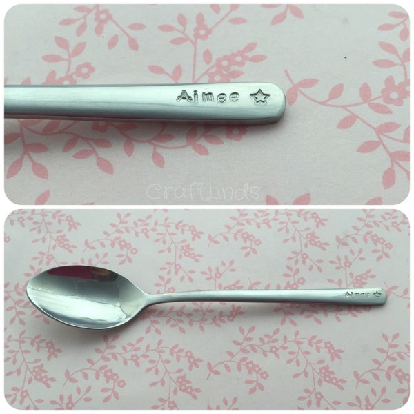 Kids lunchbox teaspoon, yogurt, Hand Stamped Tea Spoon, Personalised, back to school, stamped with your message,packed lunch, school lunch