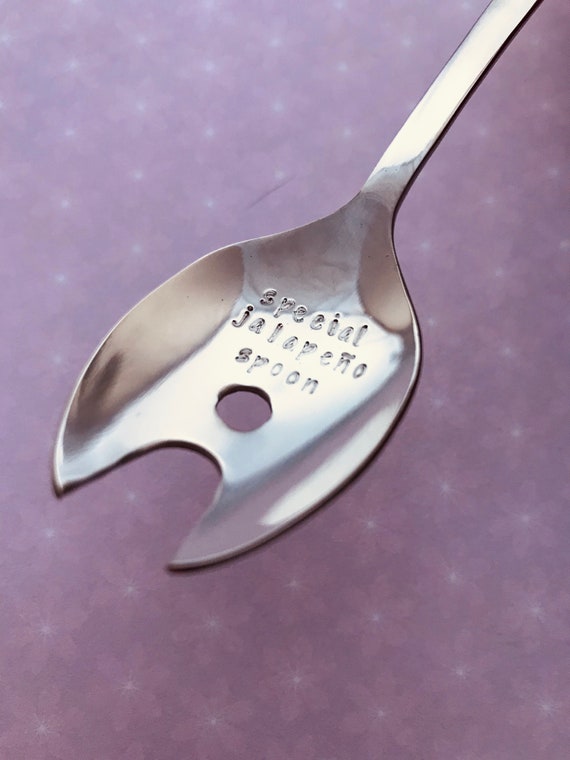 Hand Stamped Jalapeño Spoon Fork, Personalised Stainless Steel