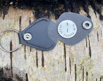 Viking rune pewter token, keyring pouch, happy fathers day, Childs initials, norse, nordic, joy, pagan, personalised, keepsake, hand stamped