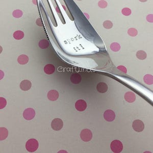 Spork, Hand Stamped, personalised, spork it, cutlery, fork, spoon, custom, stainless steel, your message, camping cutlery, metal