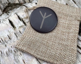 Viking Rune token, palm stone, protection, algiz, personalised, be safe, stay safe, keepsake, Elder Futhark, runic, runes, Norse mythology
