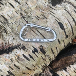 Personalized Aluminum Carabiner Keychain, Custom Engraved Keyring, small gift, Dad, Grandad