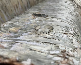 viking runic sterling silver ring, adjustable, your words , Elder Futhark,norse, jewellery, hand stamped, personalized, your message, custom
