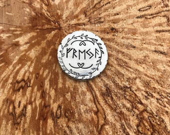 Viking Hand Stamped pewter Rune pebble, freya, Freja keepsake, floral, crops, love, fertility, token, runic, nordic, norse, Elder Futhark