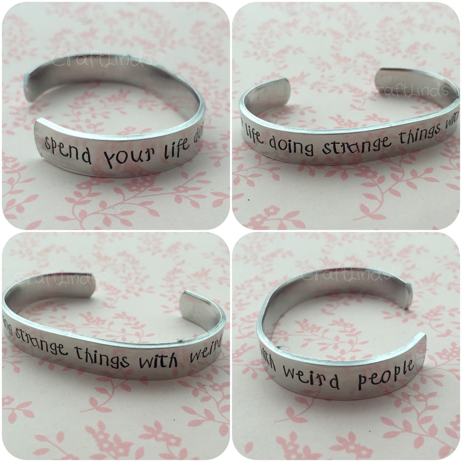 Hand Stamped Cuff spend Your Life Doing Strange Things - Etsy