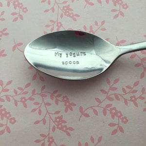 Kids lunchbox teaspoon, yogurt, Hand Stamped Tea Spoon, Personalised, back to school, stamped with your message,packed lunch, school lunch image 5