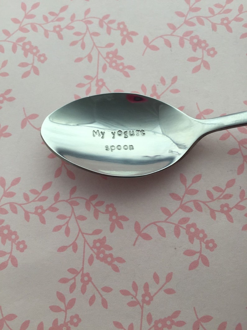 Kids lunchbox teaspoon, yogurt, Hand Stamped Tea Spoon, Personalised, back to school, stamped with your message,packed lunch, school lunch image 5