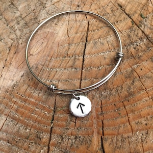 Expandable bangle, Hand Stamped, viking, runic, courage, warrior,Stainless Steel Expandable, personalised,Elder Futhark .