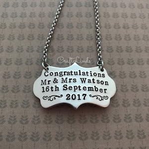 Personalised wine bottle tag, label, wedding present, date, Mr & Mrs,  champagne, congratulations, custom, your text,marriage, personalised