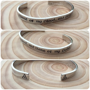 Hand Stamped Cuff, &quot;Blood of my Blood, and Bone of my Bone&quot; scottish, celtic, highlander, traditional