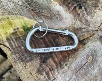 Personalized Aluminum Carabiner Keychain, Engraved Climber Keyring, your message, text, small gift