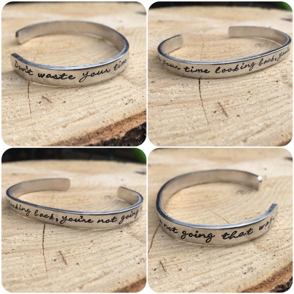 Hand Stamped Cuff, "don't waste your time looking back, you're not going that way" viking, Ragnar Lothbrok,  Norse, traditional