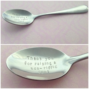 Hand Stamped Tea Spoon, Personalised, stamped with your message, your design