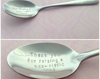 Hand Stamped Tea Spoon, Personalised, stamped with your message, your design