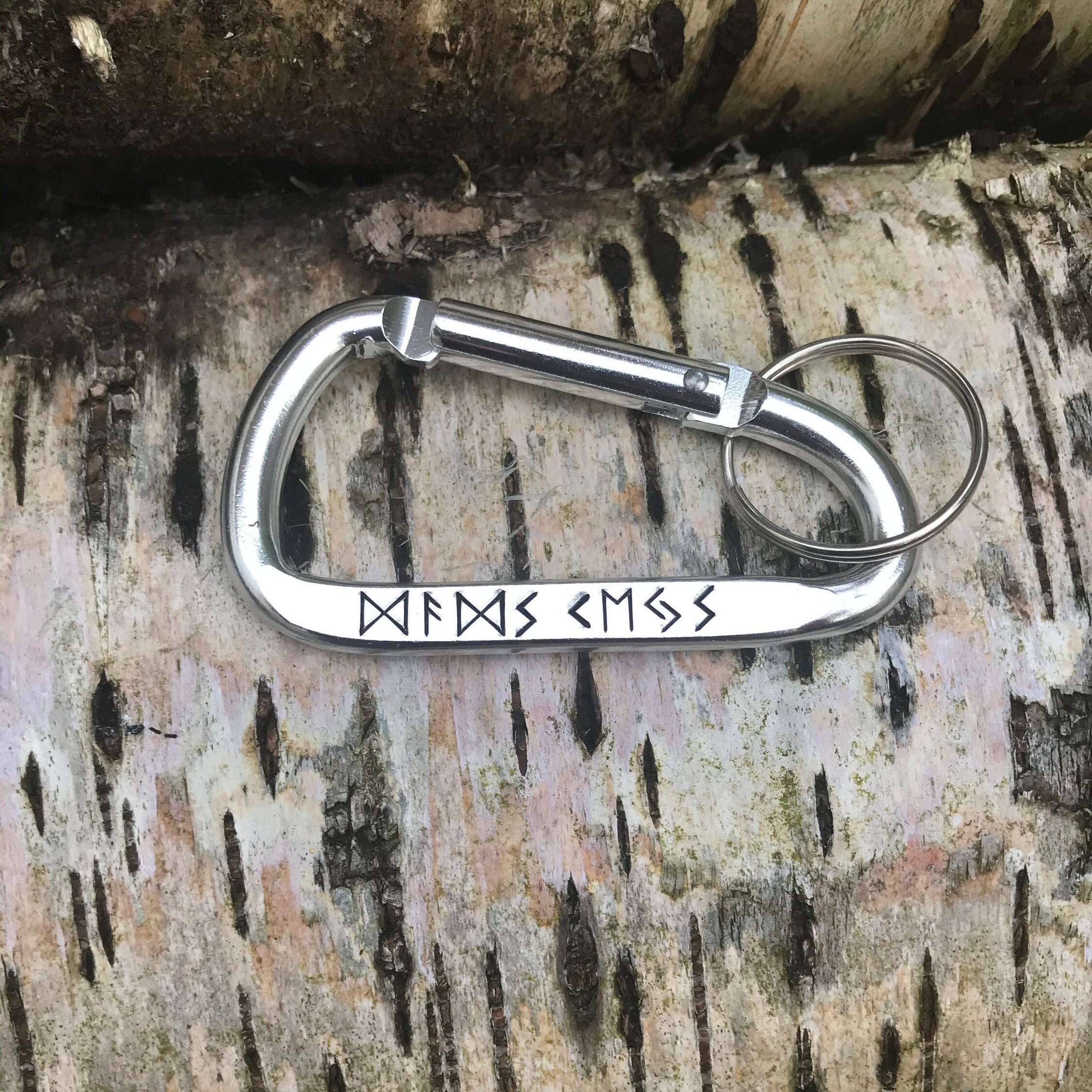 Hand Stamped Personalised Viking Rune Large Carabiner - Etsy