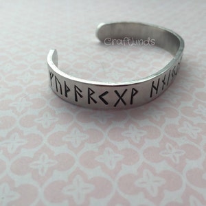 Viking runic hand stamped cuff, The Elder Futhark, Earth, warrior, heaven, 24 runes, Norse, Viking, runic alphabet zdjęcie 3