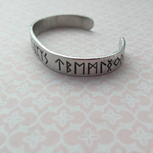 Viking runic hand stamped cuff, The Elder Futhark, Earth, warrior, heaven, 24 runes, Norse, Viking, runic alphabet image 2